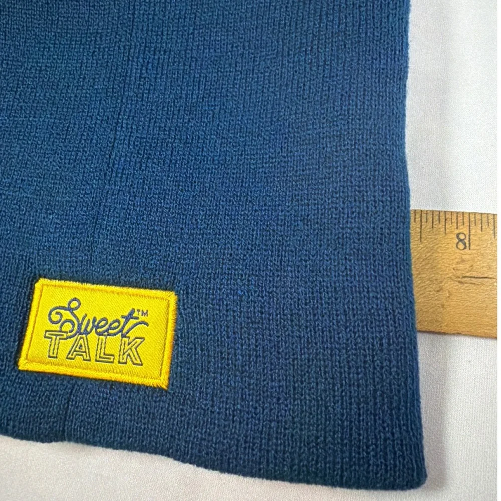 Sweet Talk Logo Patch Beanie Hat Unisex Blue Knit Streetwear Cannabis marijuana